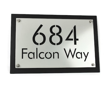 Metal Street Address or Name Sign Layered Design 12x18" up to 15x24" Futura