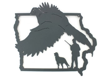 Iowa Pheasant Hunting Metal Wall Art Sign 18 Inches Wide