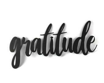 gratitude Metal Script Word Sign 15 to 17.5 Inches Wide