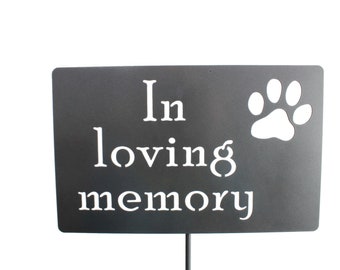 In loving memory Pet Memorial Paw Print Metal Stake Sign 23 to 33 Inches Tall