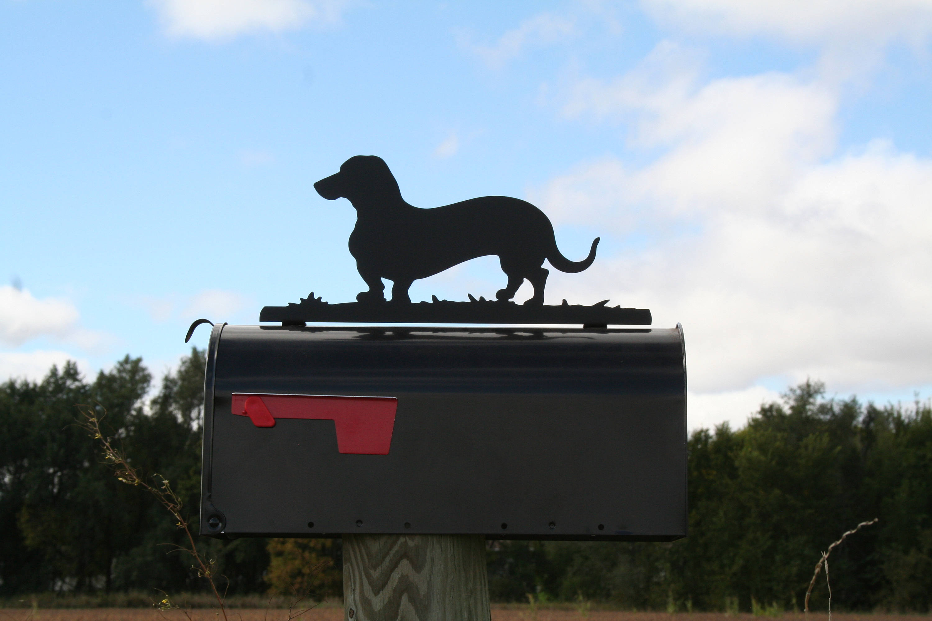 Wiener Dog Mailbox Topper, Metal Dachshund Mailbox Topper, Dog Mailbox