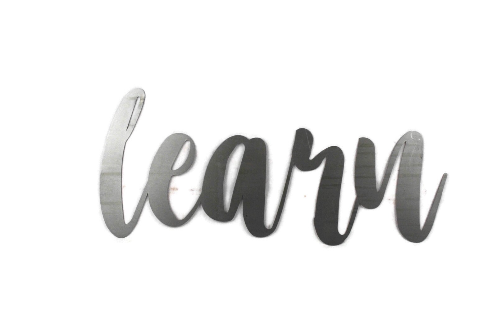 learn script, learn metal sign, metal word art, teacher student gift