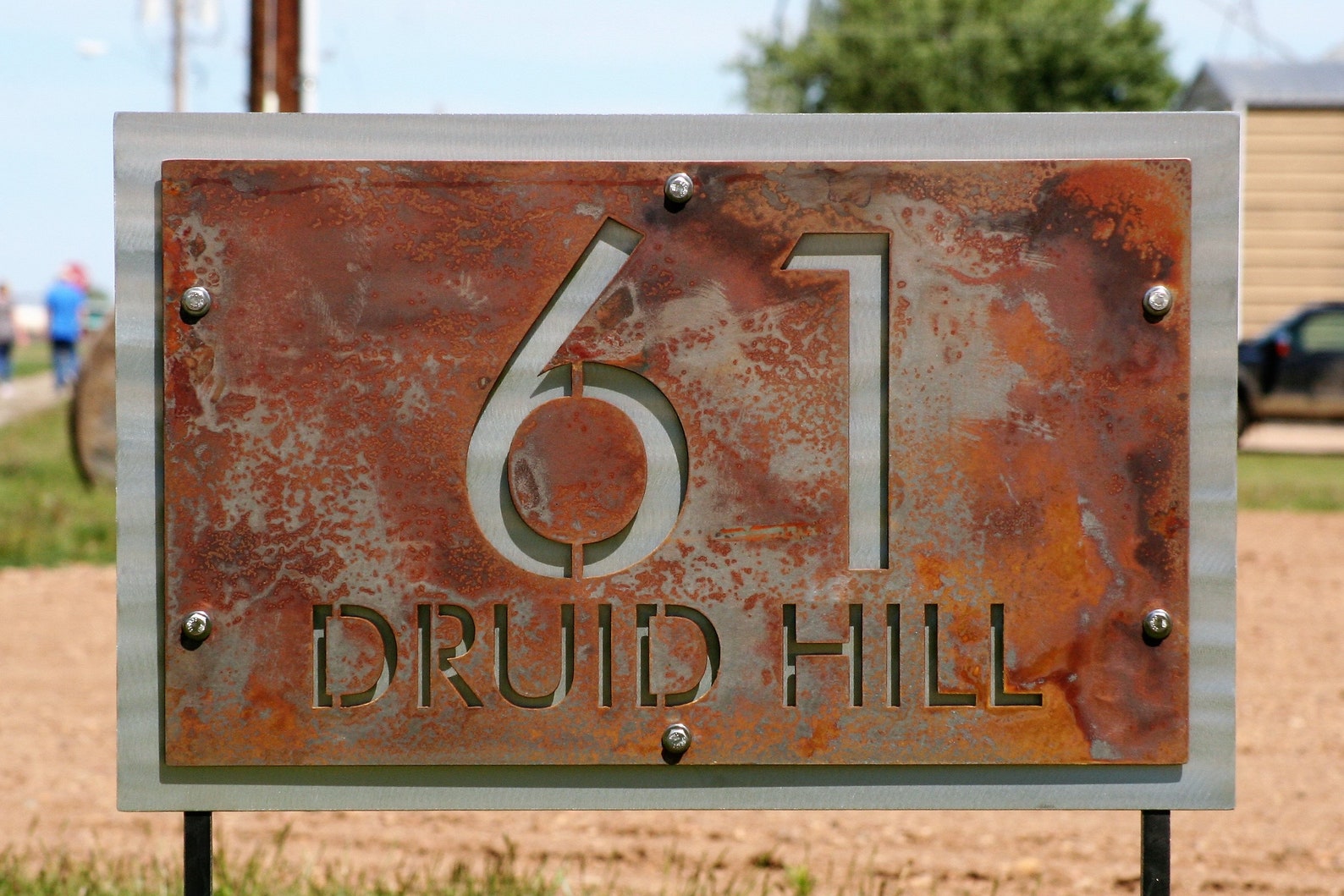 Rustic Metal Address Number Sign House Number on Yard Stake Etsy