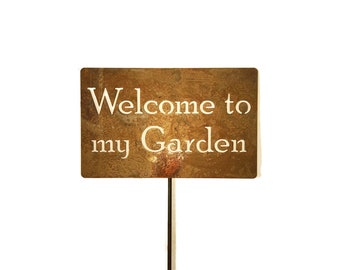 Welcome to my Garden Metal Garden Stake 23 to 33 Inches Tall