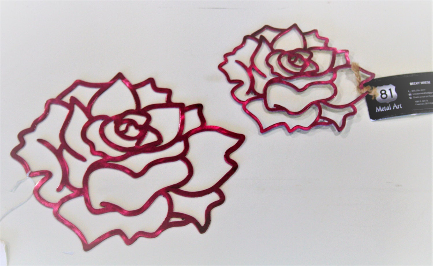 Rose Wall Decor, Set of 2 Wall Flowers, Rose Wall Art, Aluminum wall