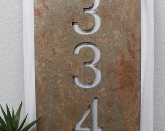 Vertical Metal House Address Number Plaque Sign 8x12" up to 10x20" Layered Futura