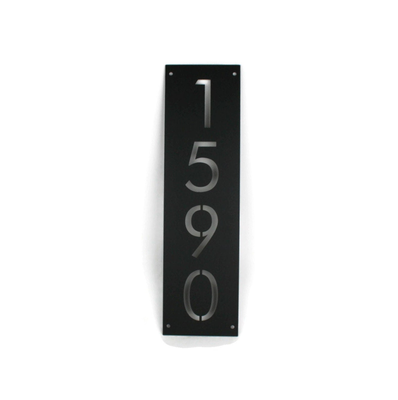 Vertical Metal House Number Address Name Sign, Modern Style 5x18 and up