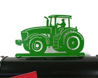 Modern Tractor Mailbox Topper, Metal Tractor Mailbox Top, Tractor with Cab, New Tractor Mailbox Top, Tractor Mail Sorter, cab tractor sign