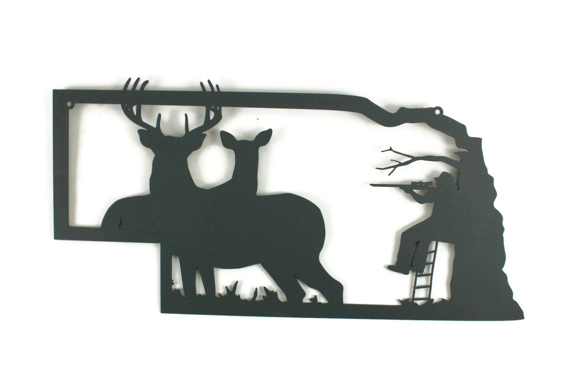 Nebraska Deer Hunting Metal Wall Art Sign 22 Inches Wide