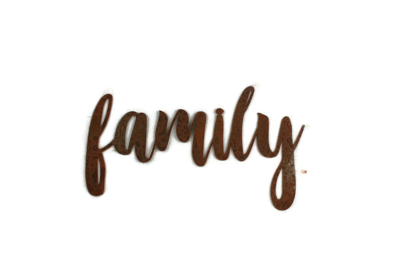 family script, family metal sign, metal word art, new baby gift, steel