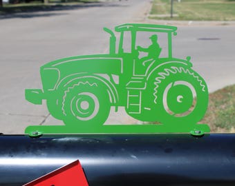 Modern Tractor with Driver Metal Mailbox Topper 8.25 Inches Tall - Does Not Include a Mailbox