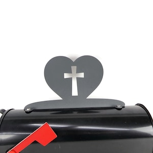 Cross on a Heart Metal Mailbox Topper 7.5 Inches Tall - Does Not Include a Mailbox