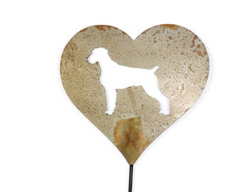 German Wirehair Pointer Dog Metal Heart Pet Memorial Stake 20 to 28 Inches Tall