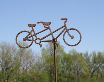 Metal Tandem Bicycle Built for Two Yard Stake 21 to 28 Inches Tall