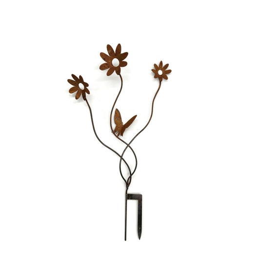 Multi-Stem Metal Flower Stake Cluster 35 Inches Tall