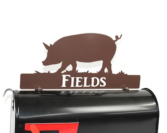 Pig Personalized Metal Mailbox Topper 17 Inches Wide - Does Not Include a Mailbox