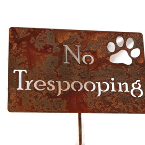 No Trespooping Metal Garden Stake 23 to 48 Inches Tall