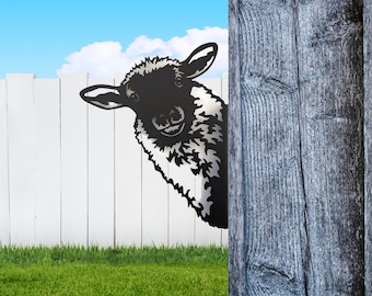 Peek a Boo Sheep Metal Sign 12 Inches Tall