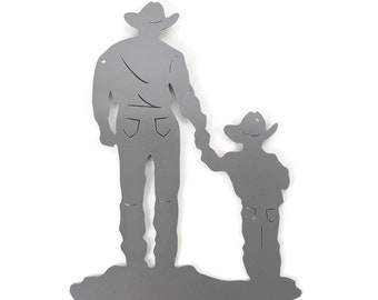 Cowboy and Son Metal Wall Art 15 Inches Tall