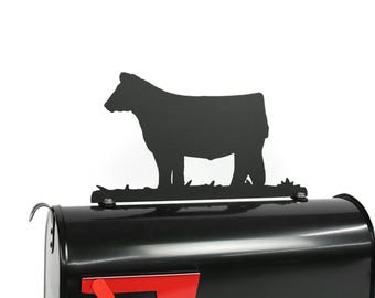Market Show Steer Metal Mailbox Topper 7.5 Inches Tall - Does Not Include a Mailbox