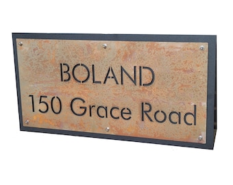 Metal Street Address or Name Sign Layered Design XXL 16x32 or 20x25" Futura