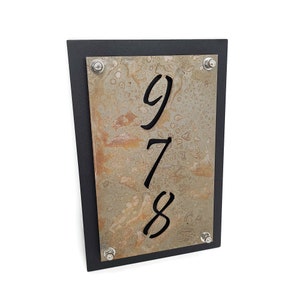 Vertical Metal House Address Number Plaque Sign 8x12&quot; up to 10x20&quot; Layered Pristina