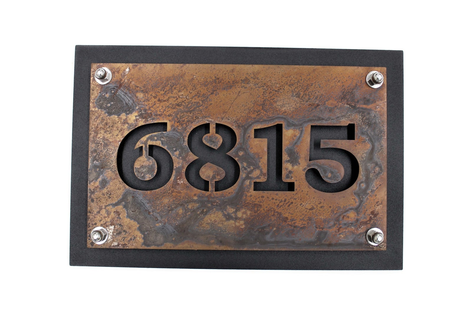 Black Rustic Metal Address Number Plaque House Number Sign Etsy