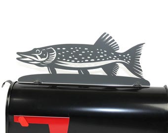 Pike Fish Metal Mailbox Topper 6.75 Inches Tall - Does Not Include a Mailbox