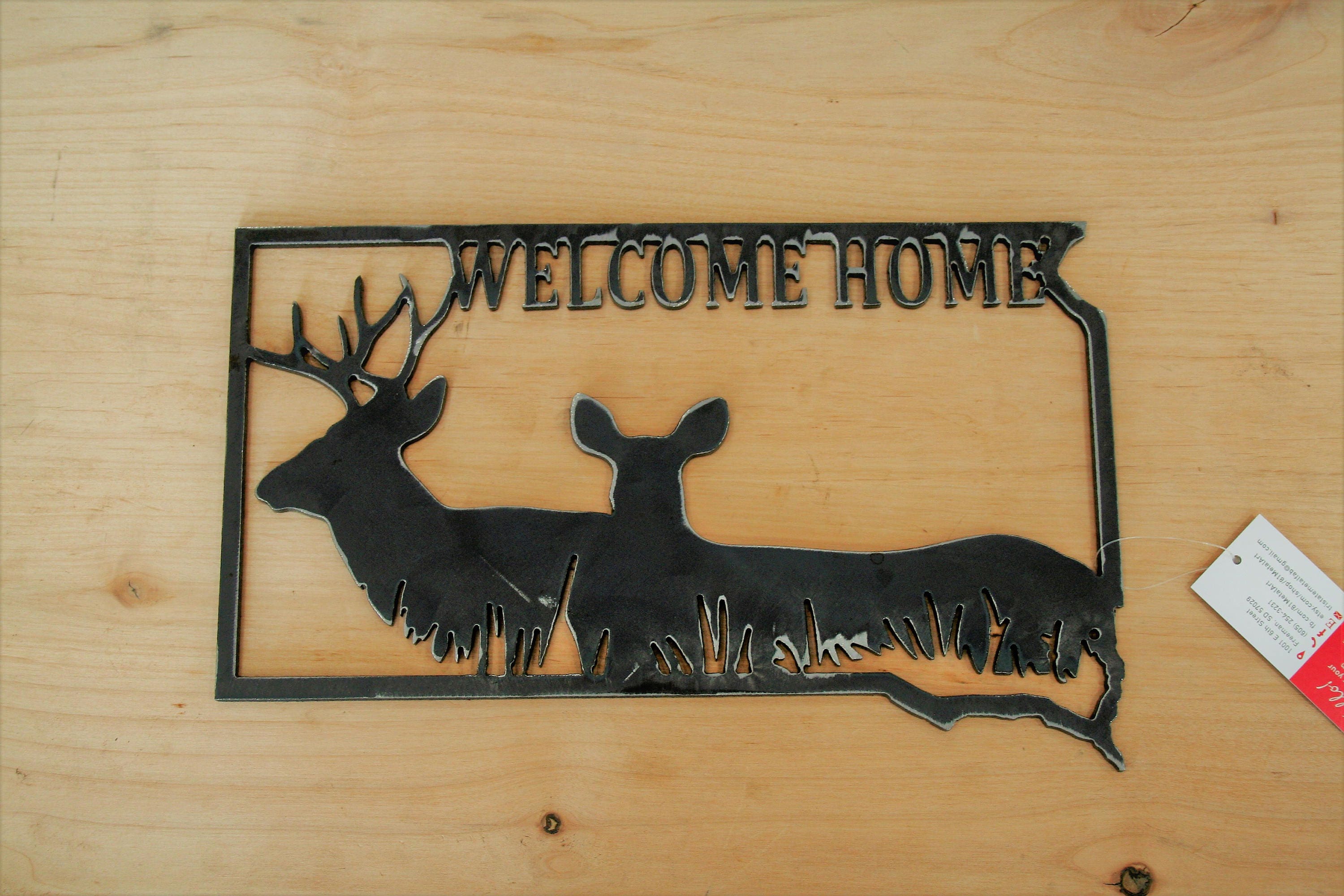 Metal South Dakota Deer Welcome Sign Cabin Welcome Sign Deer