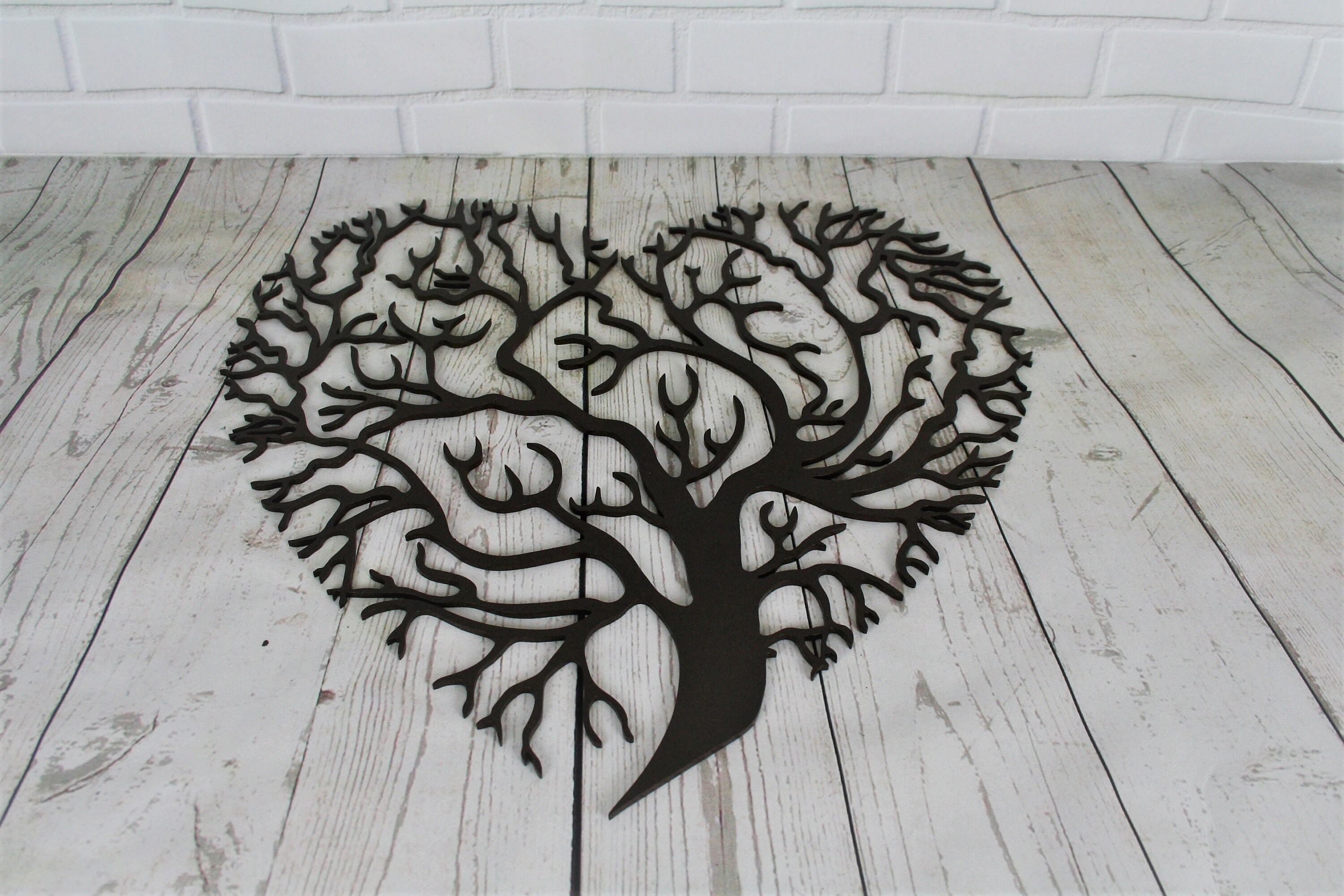 Heart shaped tree of life bare metal paint project, DIY valentine gift