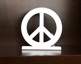 Peace Sign Tabletop Metal Decor 6.75 Inches Tall