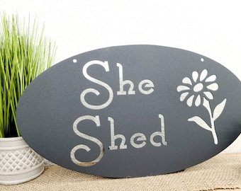 Metal She Shed Garden Sign 18 Inches Wide