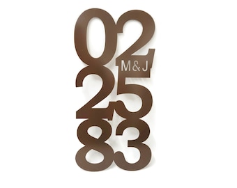 Customized Metal Anniversary Wedding or Special Date Sign 22 Inches Tall
