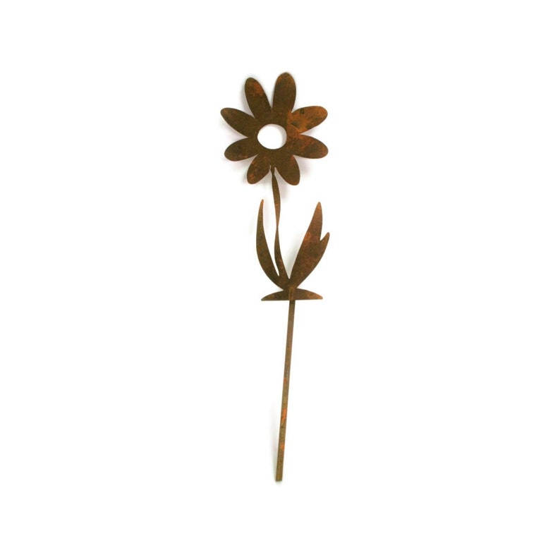 Twisted 3D Metal Rustic Flower Stake 9.5 tall for image 1