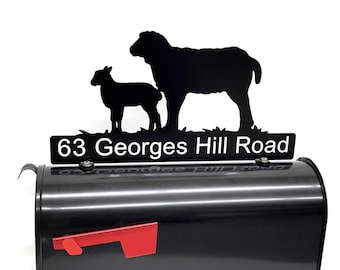 Sheep and Lamb Customized Metal Mailbox Topper 17 Inches Wide - Does Not Include a Mailbox
