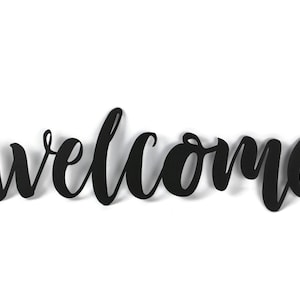 welcome Metal Script Word Sign 17 to 21 Inches Wide