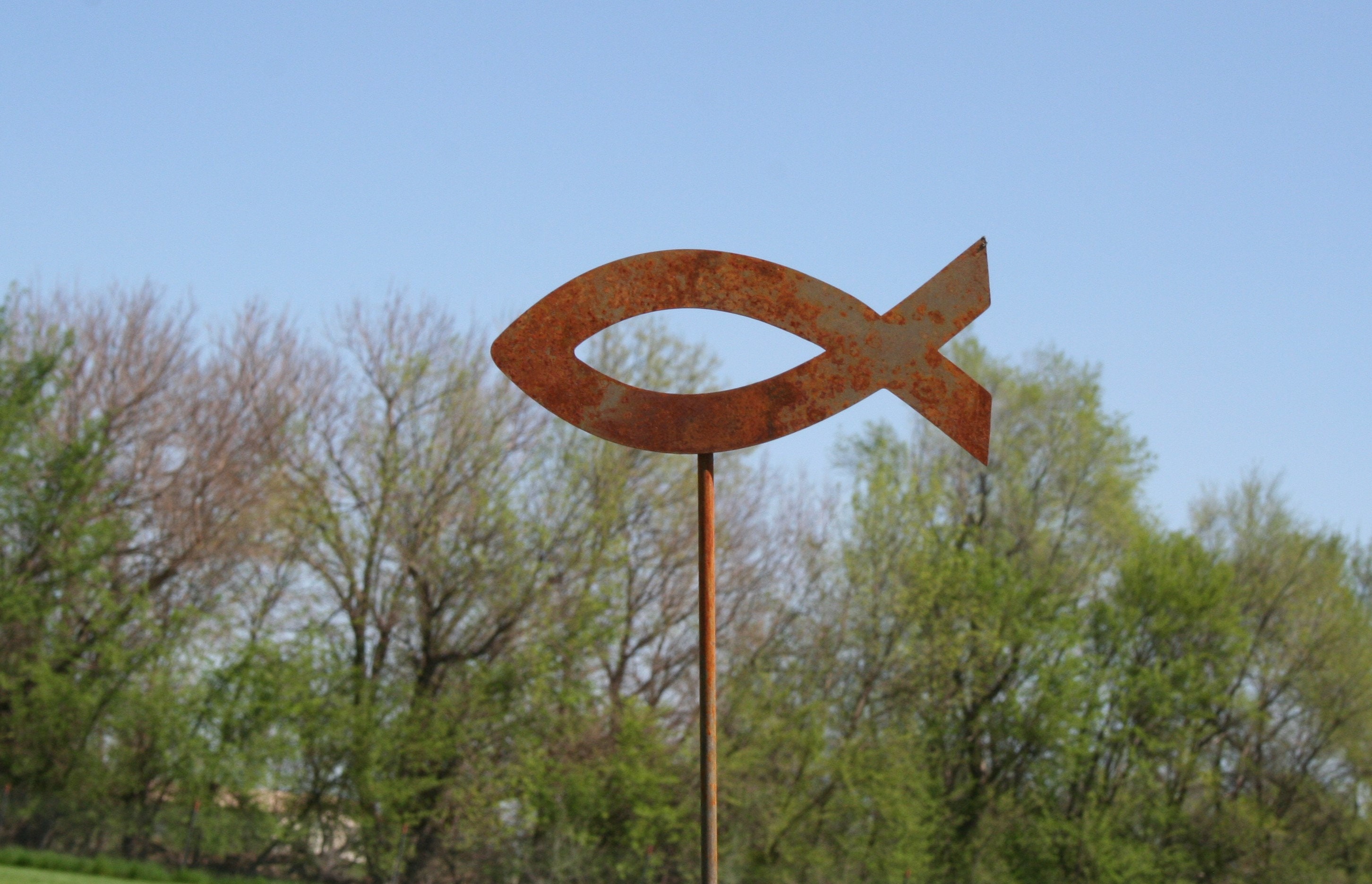 Jesus Fish Garden Stake, Christian Fish, fish yard sign, religious yard