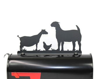 Two Goats and a Hen Metal Mailbox Topper 7.4 Inches Tall -- Does Not Include a Mailbox