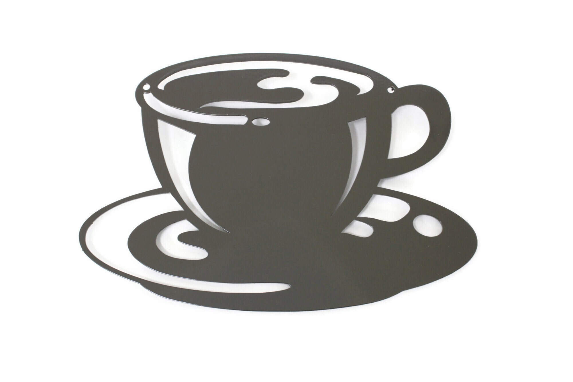 Coffee Cup Metal Wall Art Kitchen Decor 5.8x8.5 Inches Powder Coated