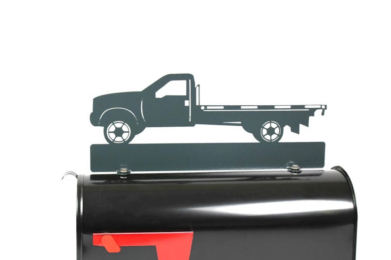 Flatbed Truck Personalized Metal Mailbox Topper 17 Inches Wide - Does Not Include a Mailbox Dark Gray
