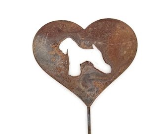 Soft Coated Wheaten Terrier Dog Metal Heart Pet Memorial Stake 20 to 28 Inches Tall