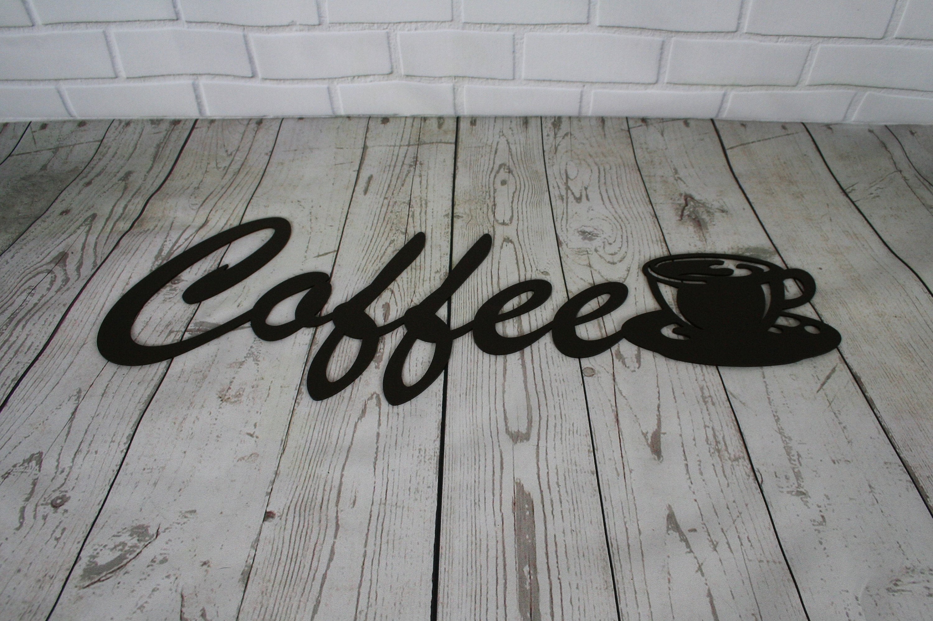 Coffee cup metal wall art, kitchen coffee shop sign decor, metal word art, coffee cup sign, cucina