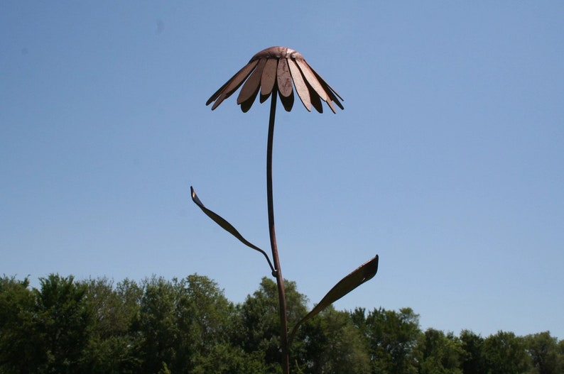 Metal Coneflower Stake 30 Inches Tall Rustic Rudbeckia image 6