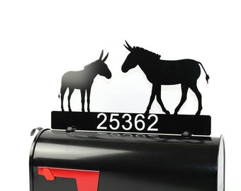 Two Donkeys Custom Metal Mailbox Topper 17 Inches Wide - Does Not Include a Mailbox