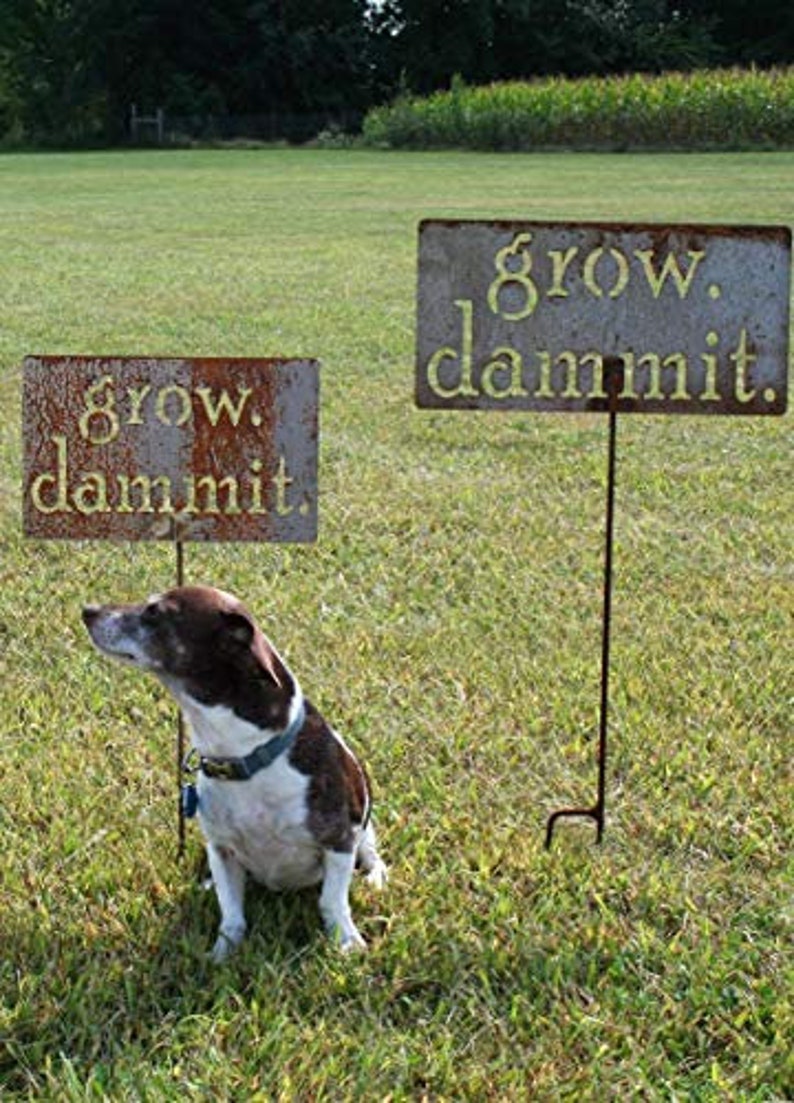 grow. dammit. Metal Garden Marker Stake Sign 20 to 48 Inches Tall image 17