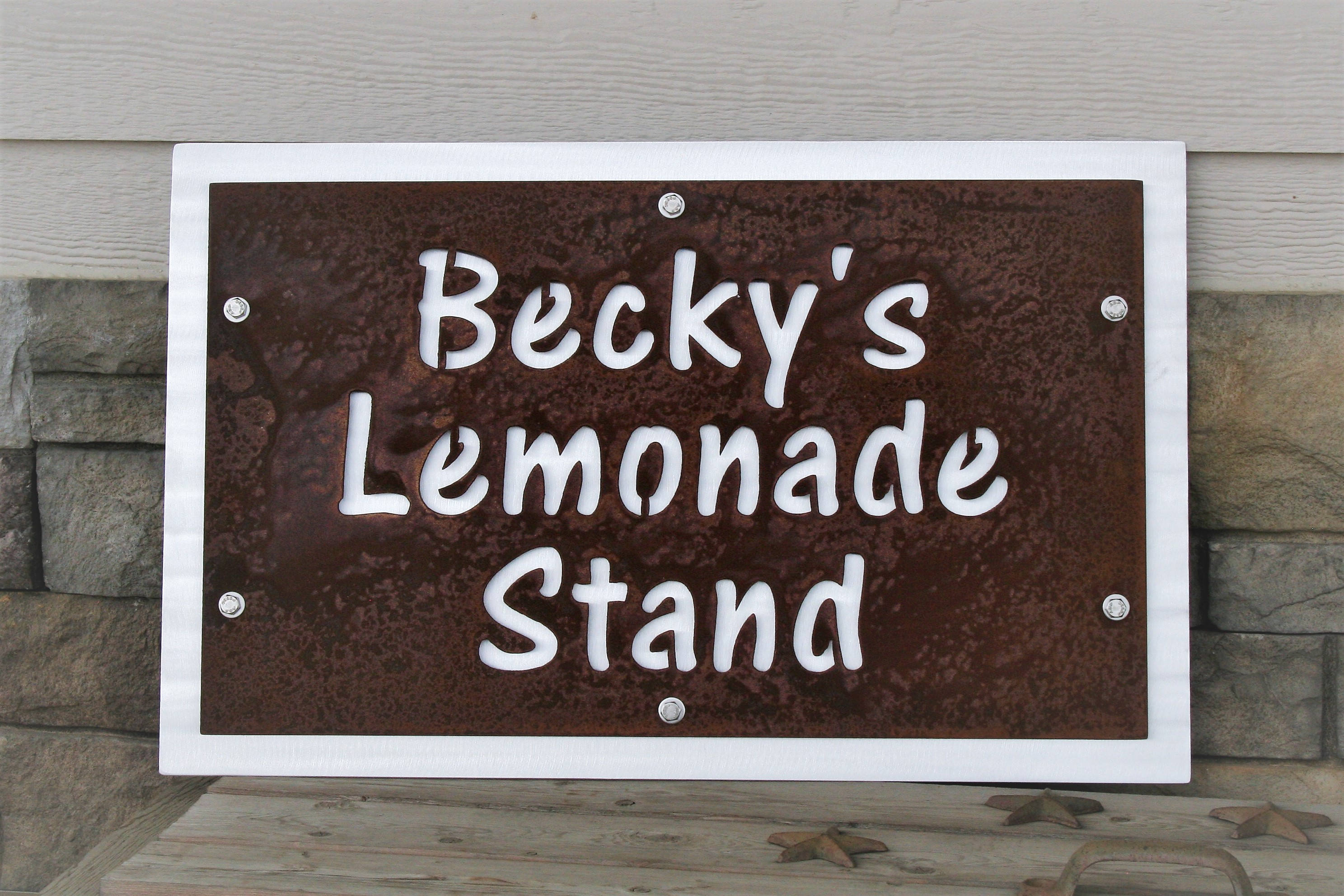 Customized Rustic Indoor/Outdoor Metal Name Sign, Custom Name Sign