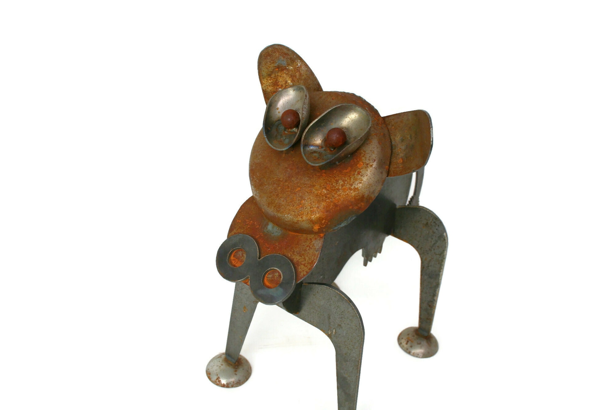 Steel Cow Welded Sculpture Yard Art 19 Inches Tall