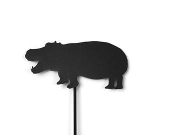 Hippo Hippopotamus Metal Garden Stake 21 Inches Tall
