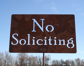 No Soliciting Metal Stake Sign 21 to 33 Inches Tall