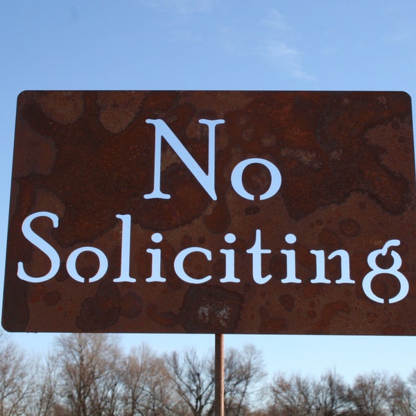 No Soliciting Metal Stake Sign 21 to 33 Inches Tall